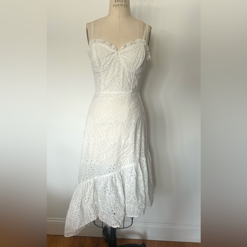 NWT BETSEY JOHNSON CORSET BUSTIER ASYMMETRICAL MIDI DRESS. SIZE S
